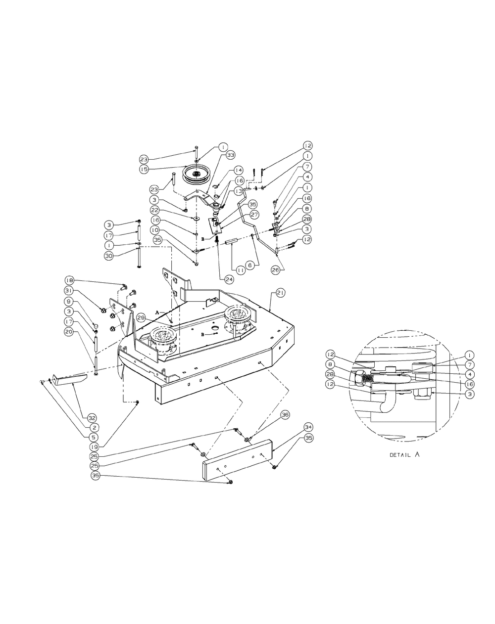Deck Assembly Diagram and Parts List for G1236 55AC5GMR250-WAM Cub Cadet Lawn Mower